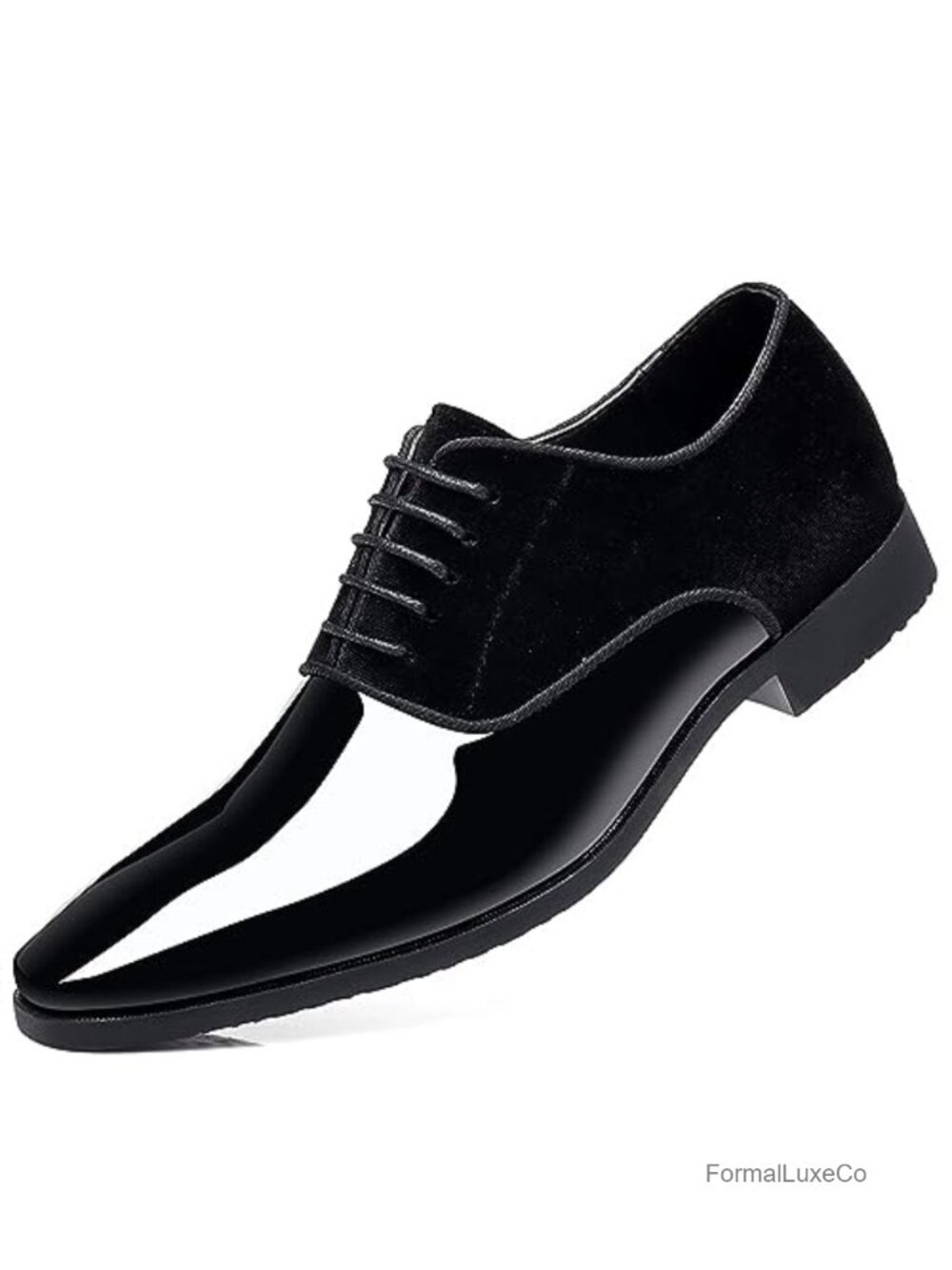 Men's High Gloss Patent Leather Suede Oxford Dress Shoes Formal Business